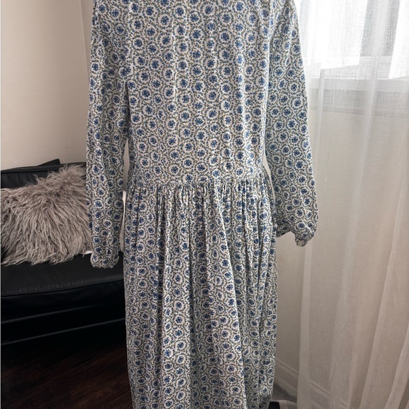 Ballerina farm style vintage Blue Floral Long Sleeve Maxi Dress - Picture 4 of 4